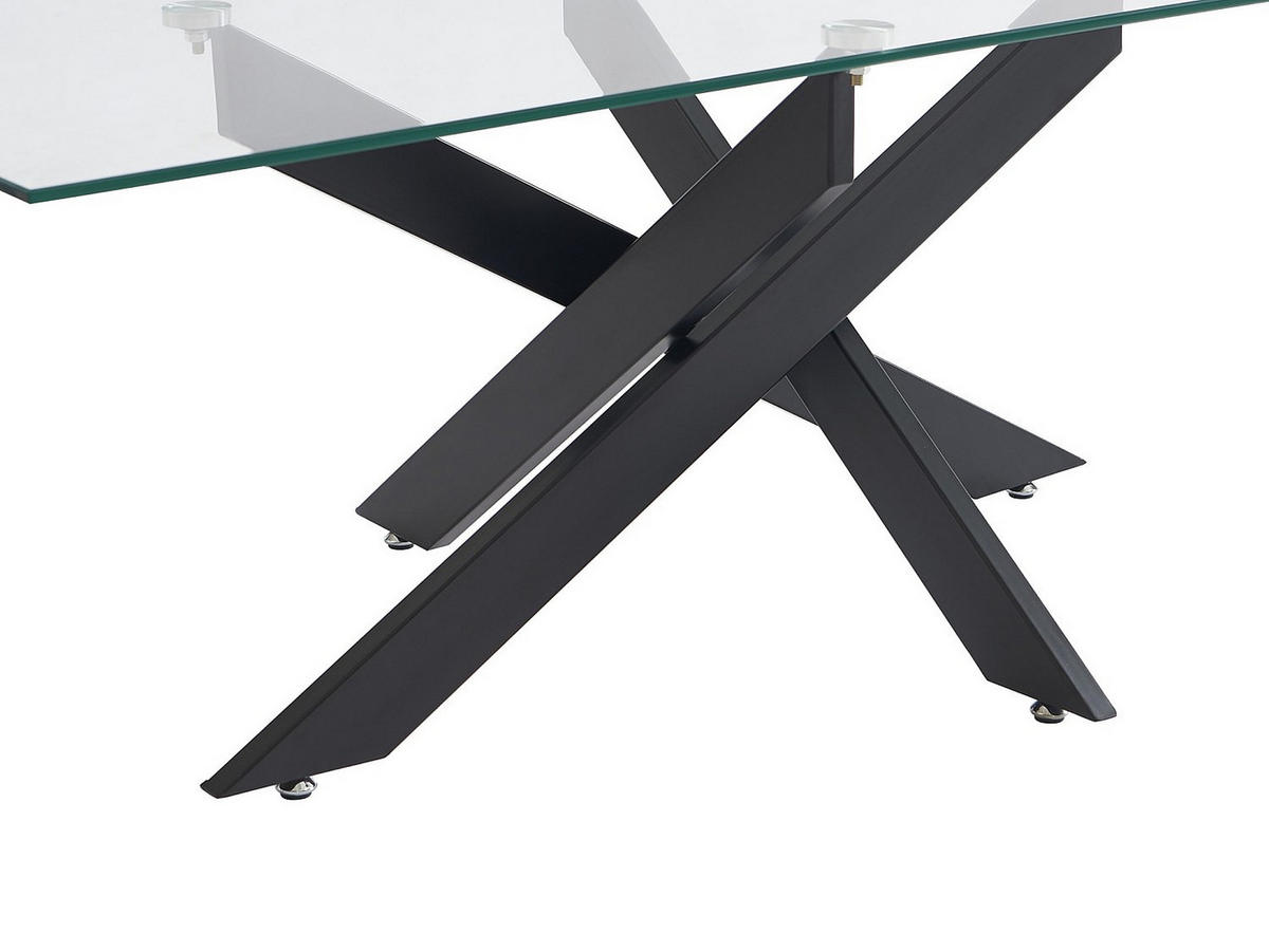 COUCHTISCH - Sicherheitsglas & schwarzes Metall - Transparent - COSIMA - Schwarz, Glas (60/120/44.5cm) - Vente-Unique