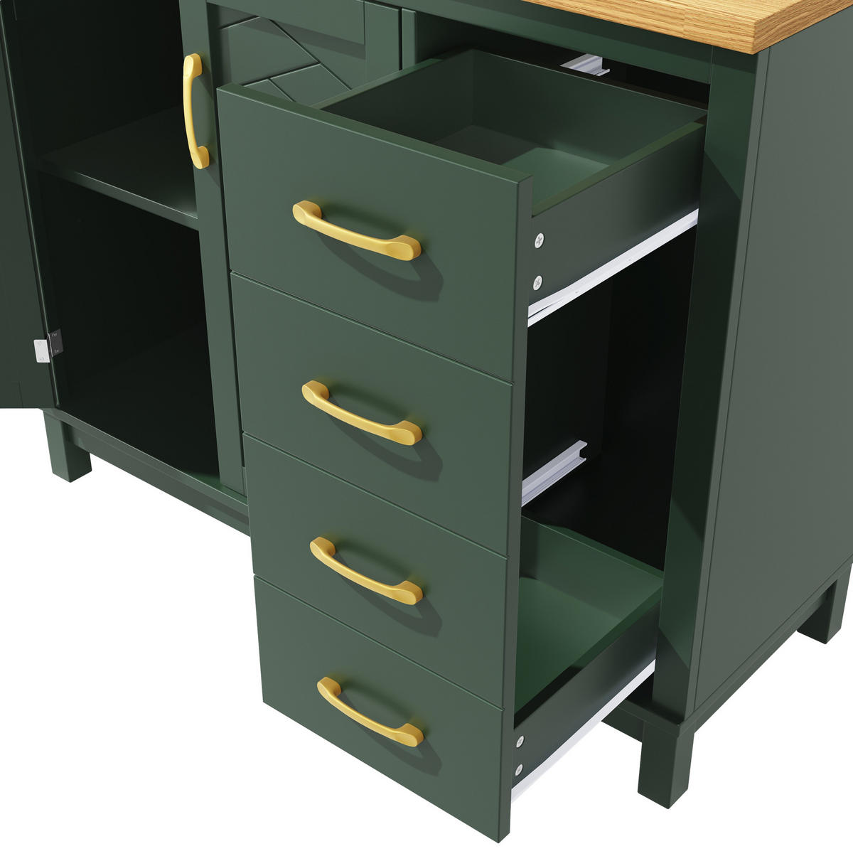 BUFFETSCHRANK mit LED-Lichtleiste 105,5x40x180 cm MDF Grün - Grün, Holzwerkstoff (40/180/105.5cm) - Meubliv