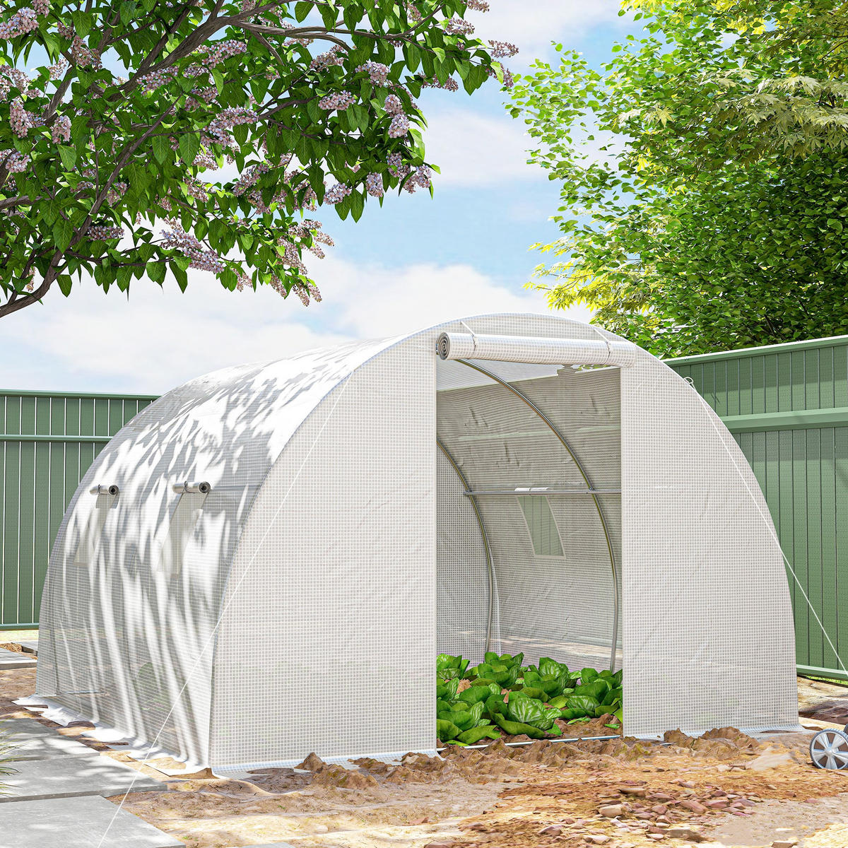 GEWÄCHSHAUS DE-12057 9 m² mit 4 Fenstern Weiß - Weiß, Kunststoff (300/200/300cm) - ComfortXL