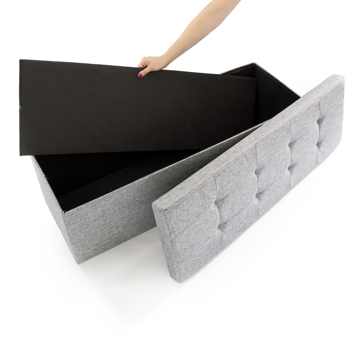 FALTBARE Sitzbank - Grau, Holzwerkstoff/Textil (38/38/114cm) - Relaxdays