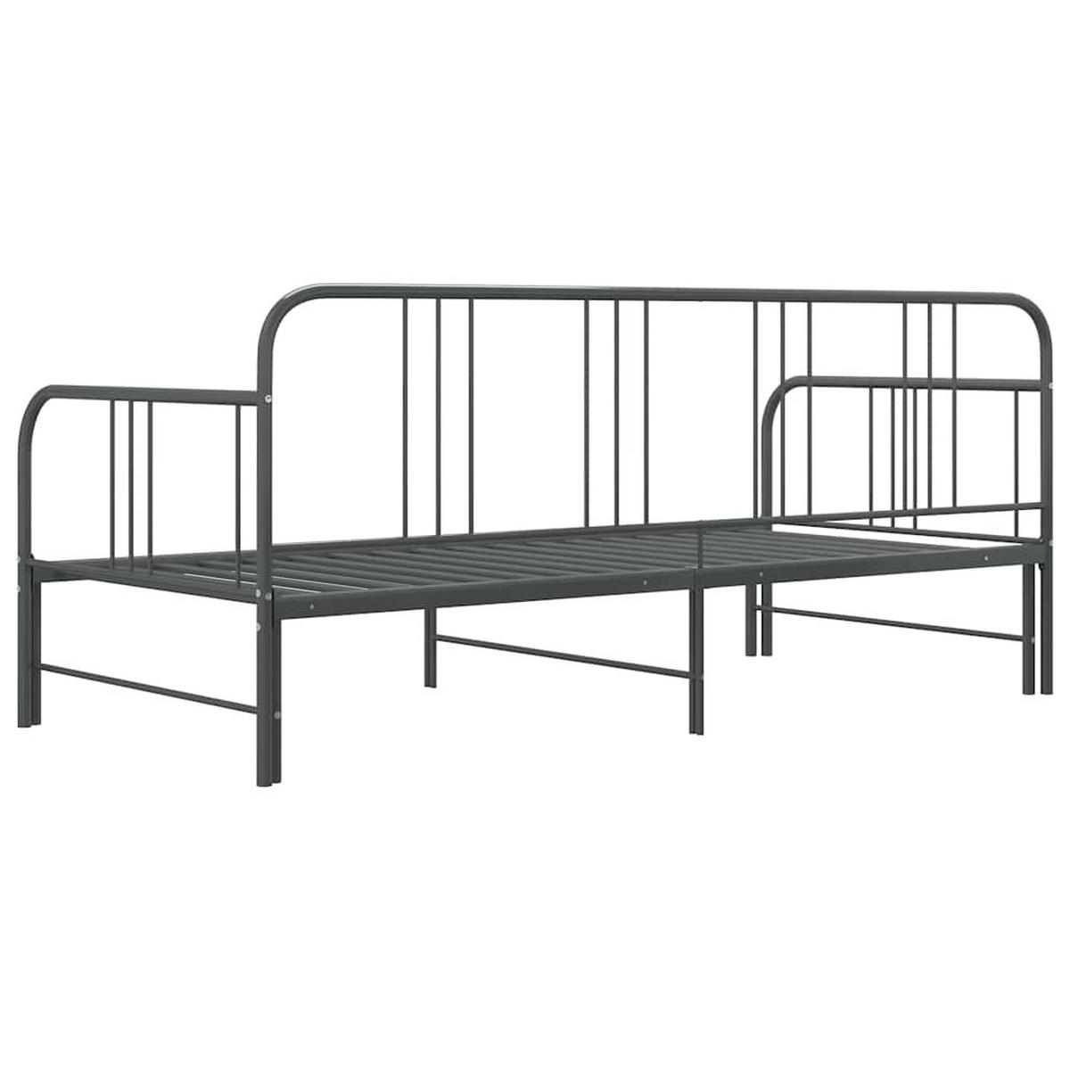 AUSZIEHSOFA Bettgestell Grau Metall 90/200 Cm - Grau, Textil (90/200cm) - vidaXL