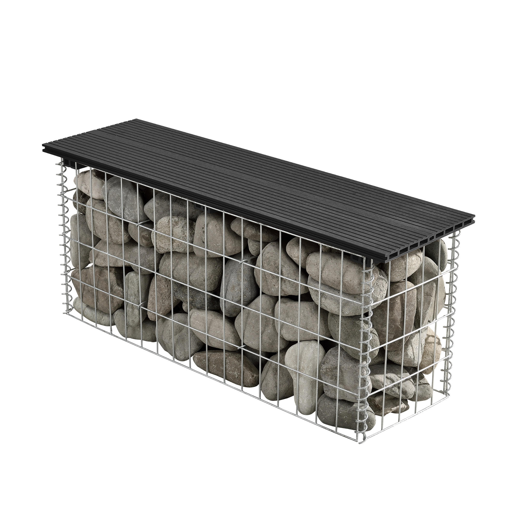 GABIONENBANK - Schwarz, Kunststoff (100/45/30cm) - pro.tec