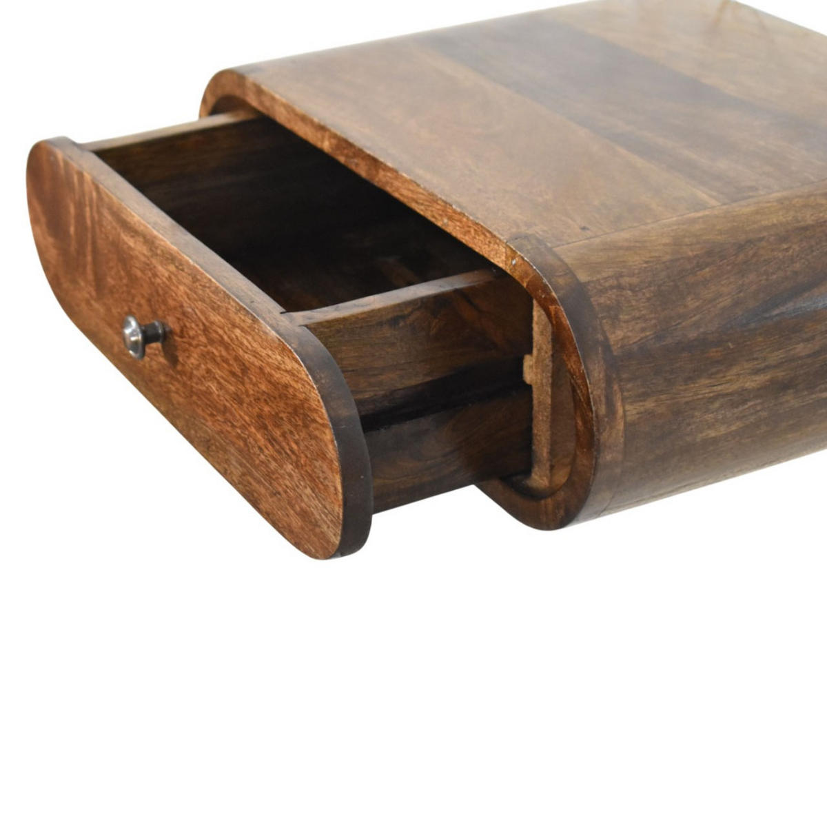 NACHTTISCH Abgerundet, wandmontiert in Classic Grey-Finish - Dunkelbraun/Messingfarben, Holz/Metall - Artisan Furniture