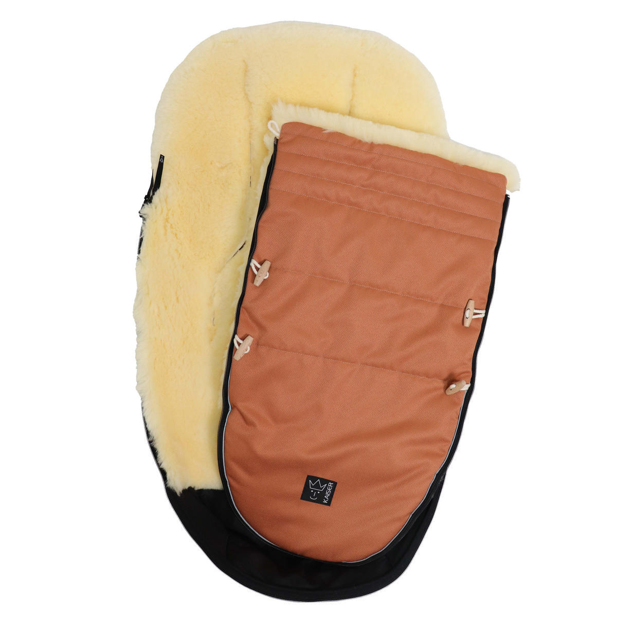 LAMMFELL-FUSSSACK Love the Nature, coral gold - Orange, Fell (44/95cm) - Kaiserbaby