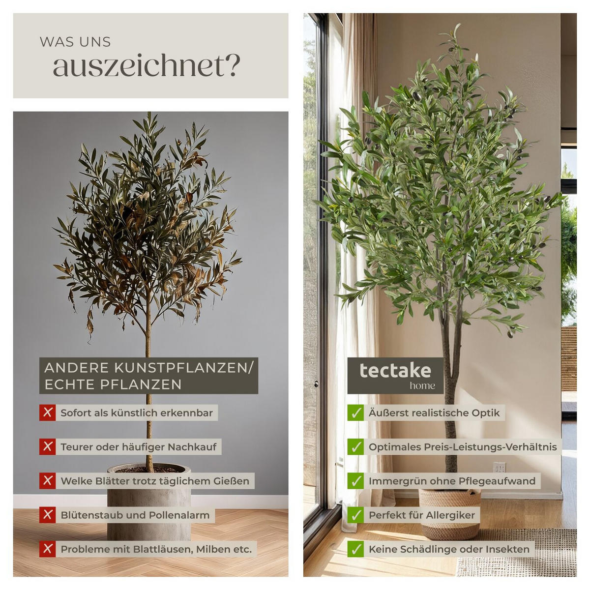 KÜNSTLICHER OLIVENBAUM Oleand, stabiler Kunststoff Blumentopf, grün - Grün, Kunststoff (180cm) - tectake