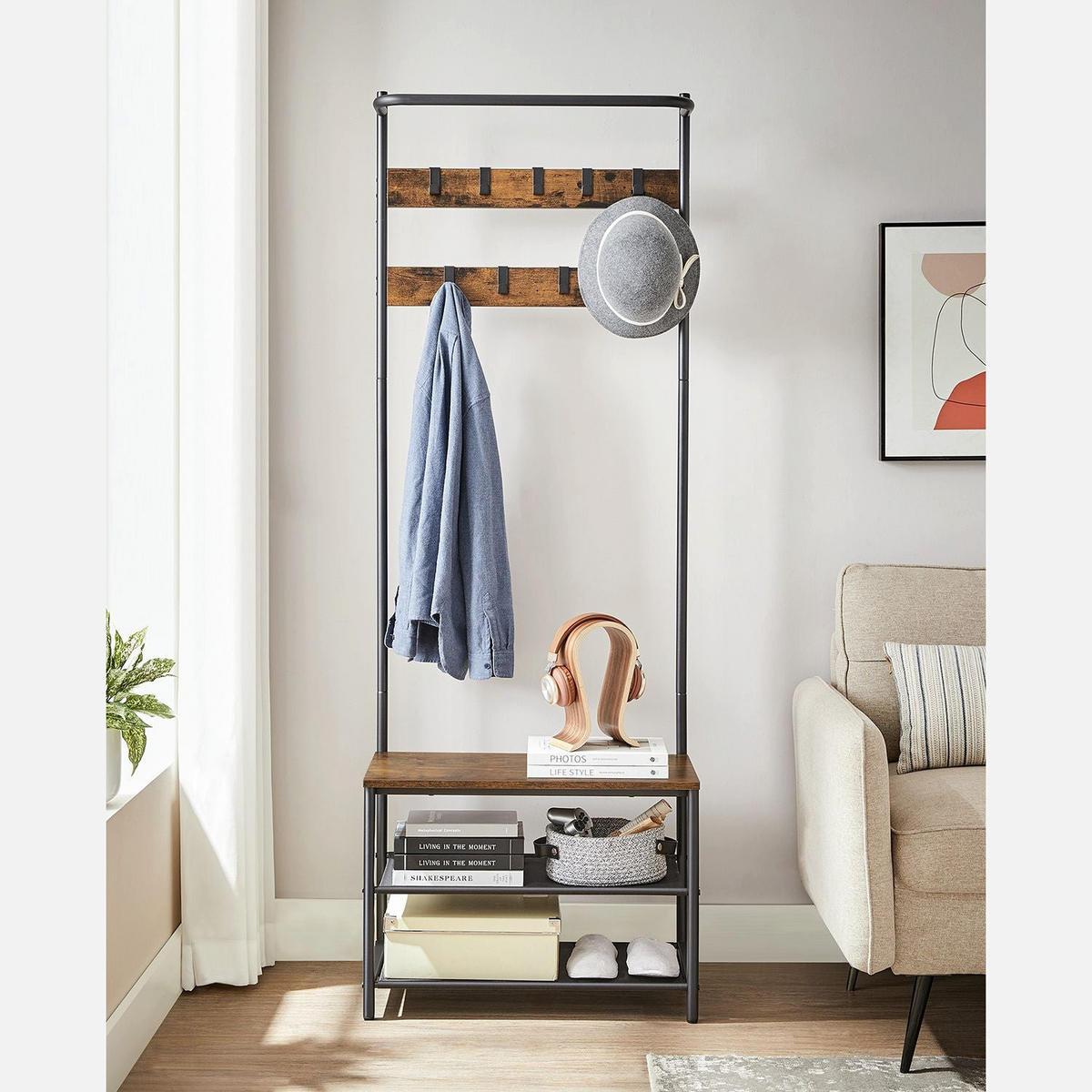 GARDEROBENSTÄNDER VIENNA - Braun, Metall (64/180/33cm) - Hansiro