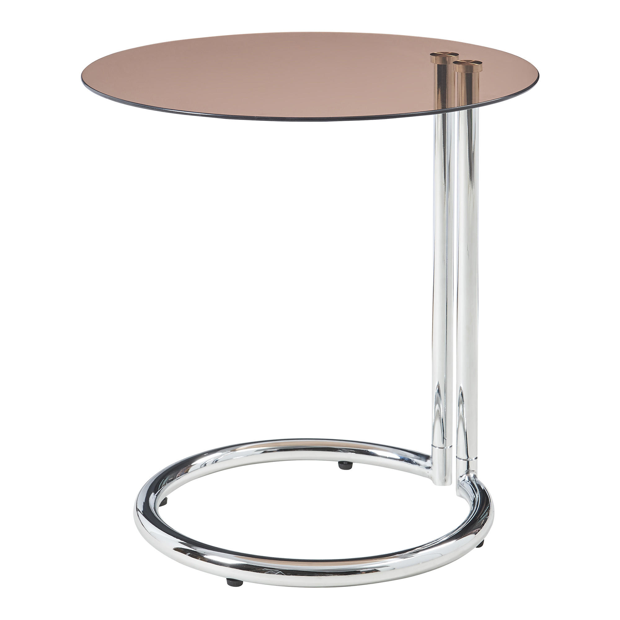 BEISTELLTISCH Ylivieska - Chromfarben/Bernsteinfarben, Glas/Metall (44.5/44.5/46cm) - [en.casa]