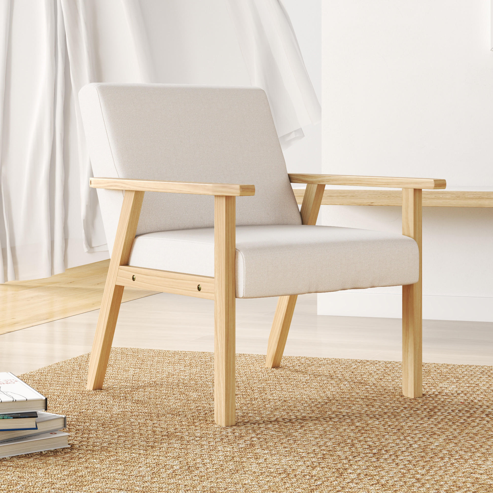LOUNGESESSEL mit Armlehnen, 64 x 70 x 72 cm, Cremeweiß - Weiß, Textil (64/72/70cm) - HOMCOM