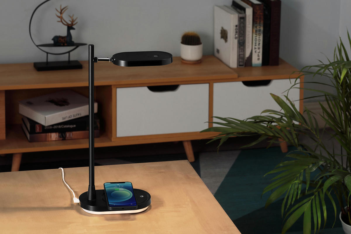 LED-SCHREIBTISCHLAMPE - dimmbar mit Wireless Charging und einstellbarer Farbtemperatur in Schwarz - Schwarz, Kunststoff (17.7/10.2/40.4cm) - Northpoint