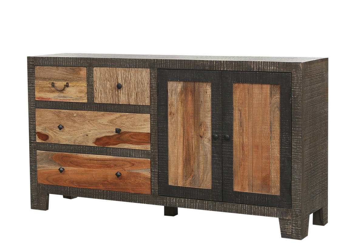 SIDEBOARD Erik Mangoholz Mehrfarbig 88x40x165cm - Multicolor, Holz (40/88/40cm) - DELUKE