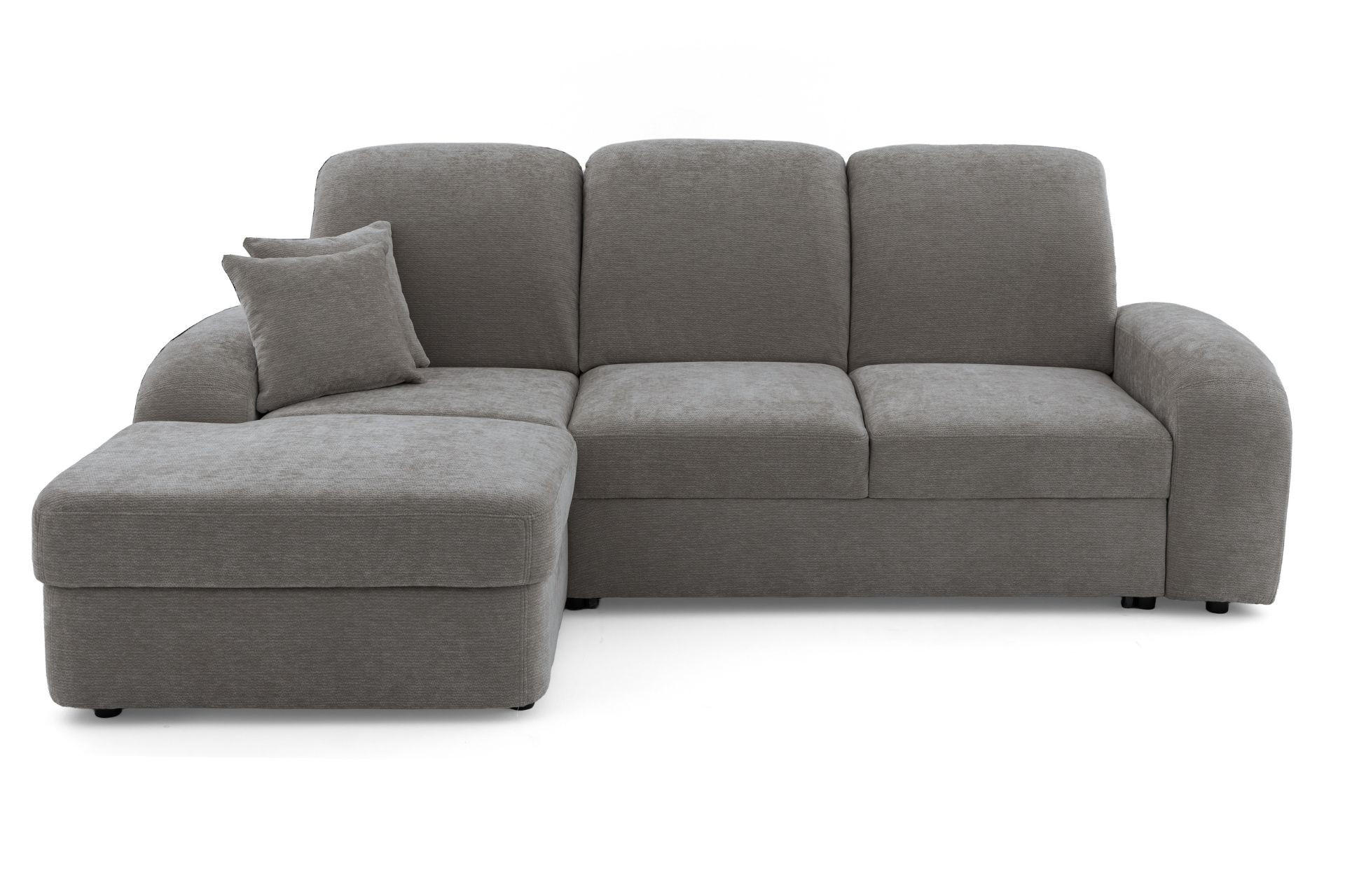 ECKSOFA VIBE S Links mit Schlaffunktion 130x202 Chenille Grau - Schwarz/Grau, Holz/Kunststoff (255/156cm) - Muffo