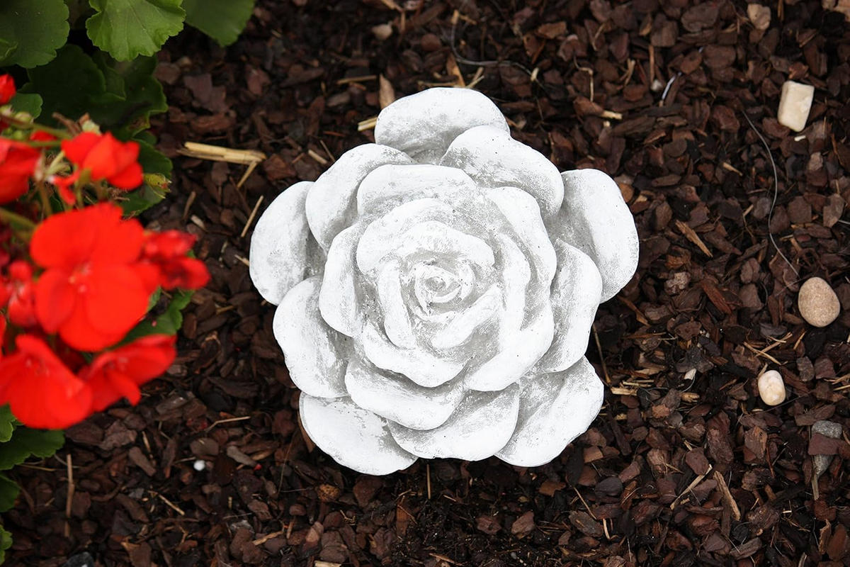 STEINFIGUR Stein Blüte groß, Frostfest, massiver Steinguss - Grau, Stein (15/8/15cm) - stoneandstyle