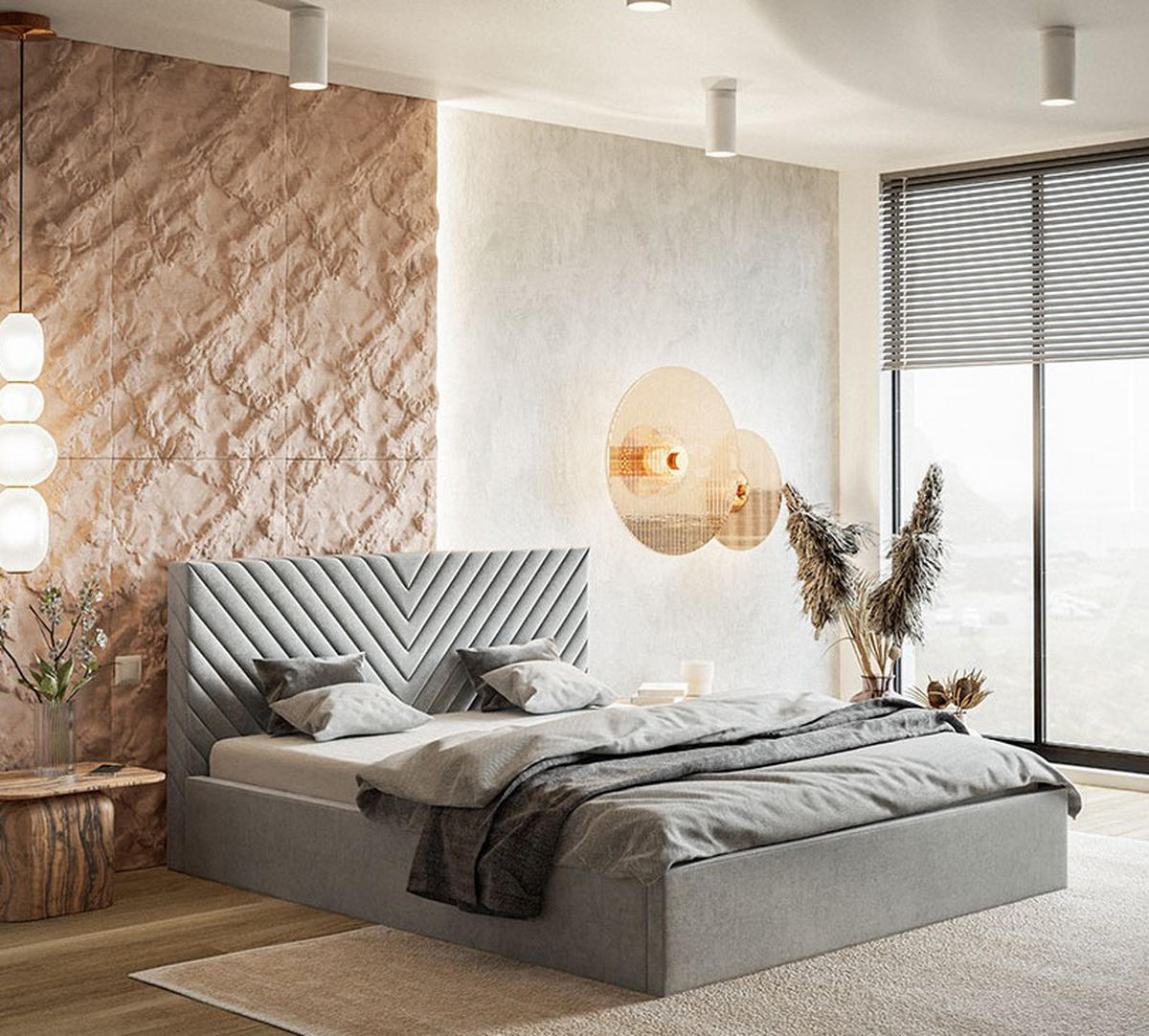 BETT Grau OLDO 8 Gepolstert Mit Bettkasten 180x200 cm - Grau, Textil (180/200cm) - Sepro Meble