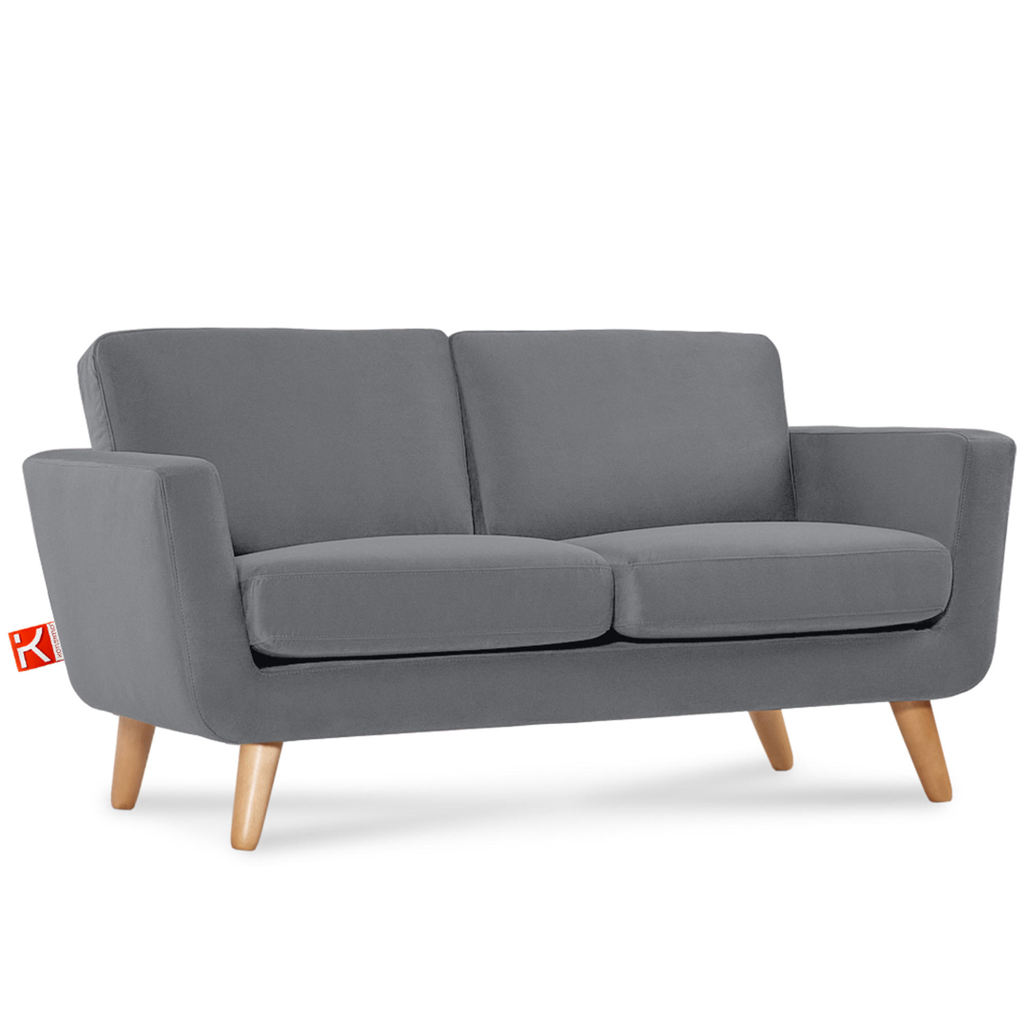 2-SITZER-SOFA TAGIO mit Armlehnen, grau - Braun/Grau, Buchenholz/Textil (153/80/84cm) - KONSIMO®