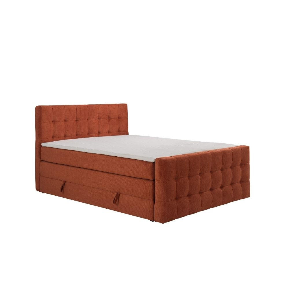 BOXBETT Royal mit Bonnelmatratze und Topper, 140x200, Rot - Rot, Holzwerkstoff/Kunststoff (140/200cm) - AN-Moebel 4u