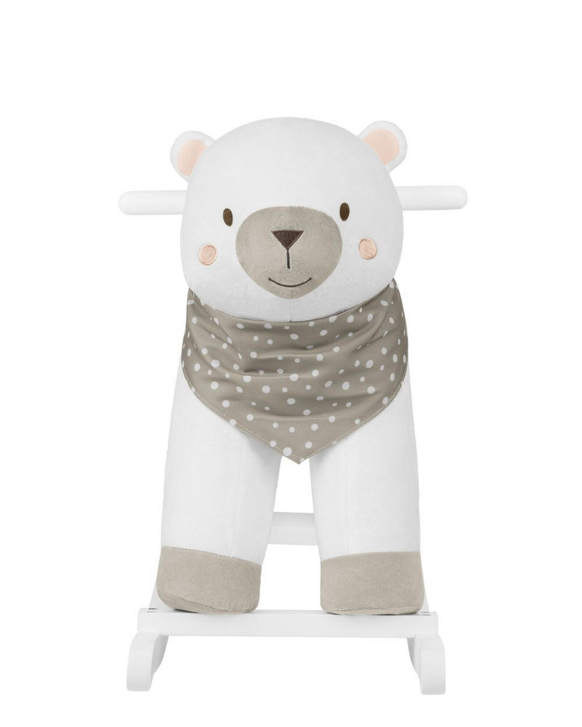 SCHAUKELTIER Bär weiß Plüsch, Holzgriffe, Holzkufen, ab 18 Monate, bis 30 kg, Geschenkbox - Weiß, Textil (26/52/64cm) - Kikka boo