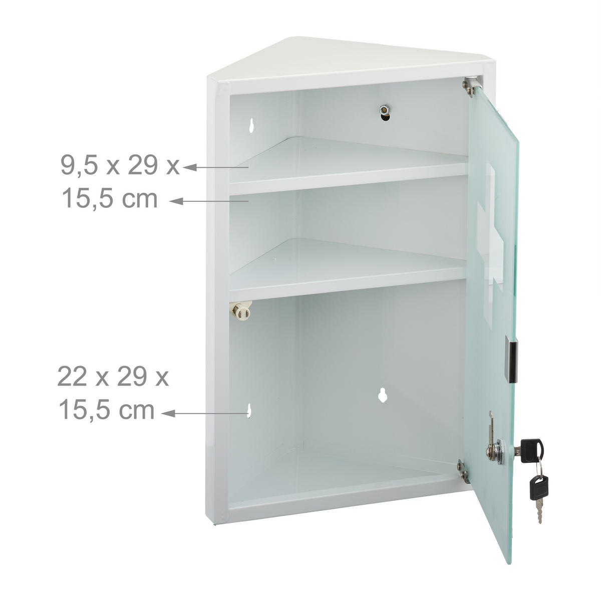 MEDIZINSCHRANK - Weiß, Glas/Metall (30/45/17.5cm) - Relaxdays