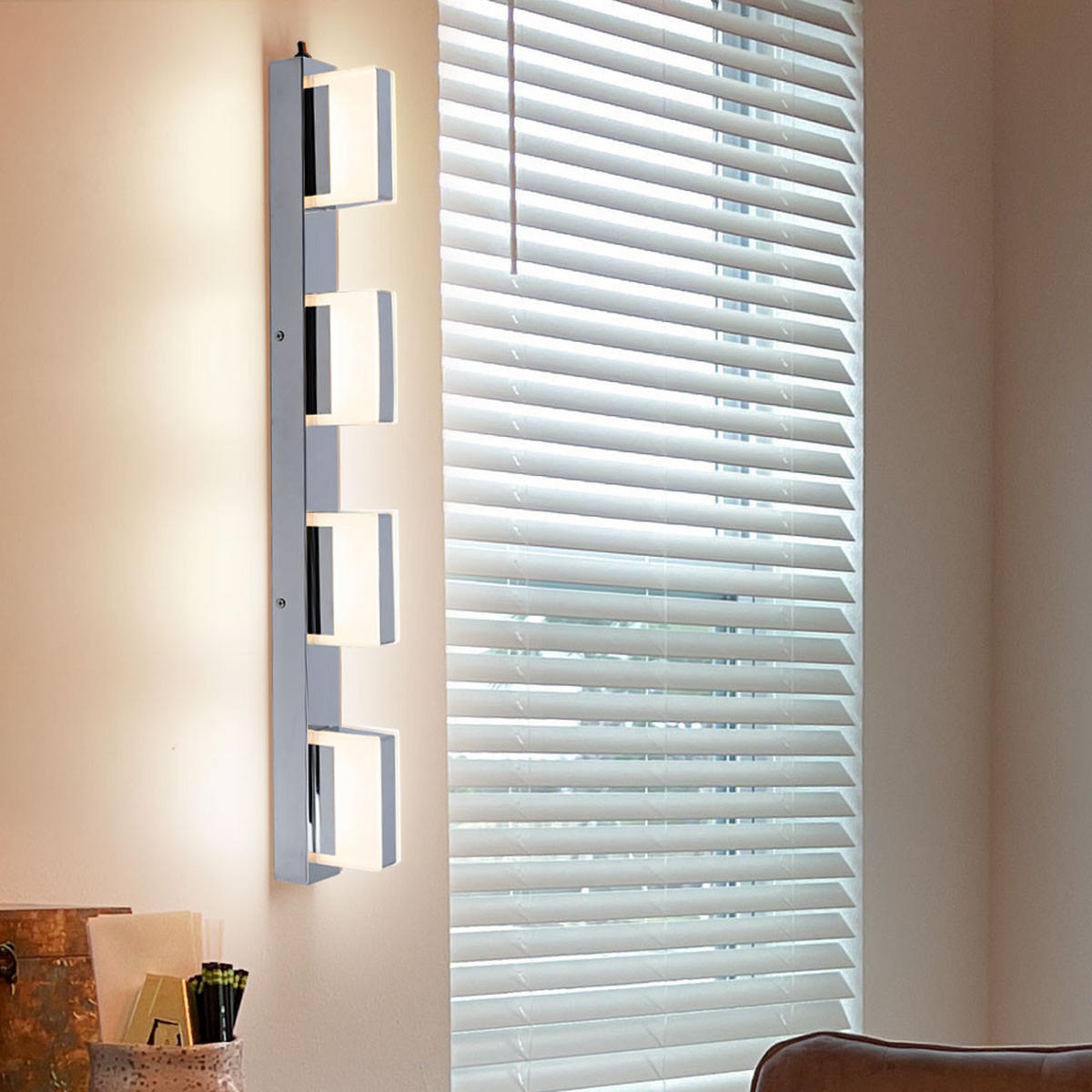 LED WANDLEUCHTE Harper Chrom satiniert Silber - Silberfarben, Metall (68/5/68cm) - Globo Lighting