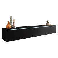 TV-LOWBOARD D180 mit weißer LED Beleuchtung - Silberfarben/Schwarz, Holzwerkstoff/Kunststoff (180/30/33cm) - MIRJAN24