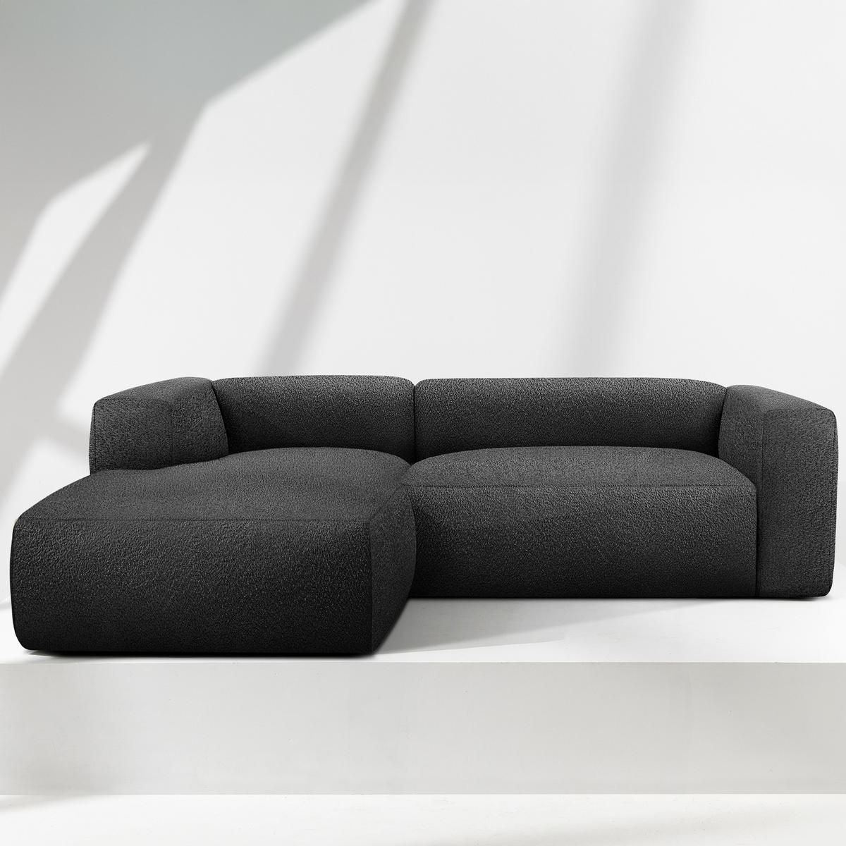 ECKSOFA LINKS BUFFO, Dunkelgrau - Dunkelgrau, Holz/Holzwerkstoff (225/176cm) - KONSIMO®