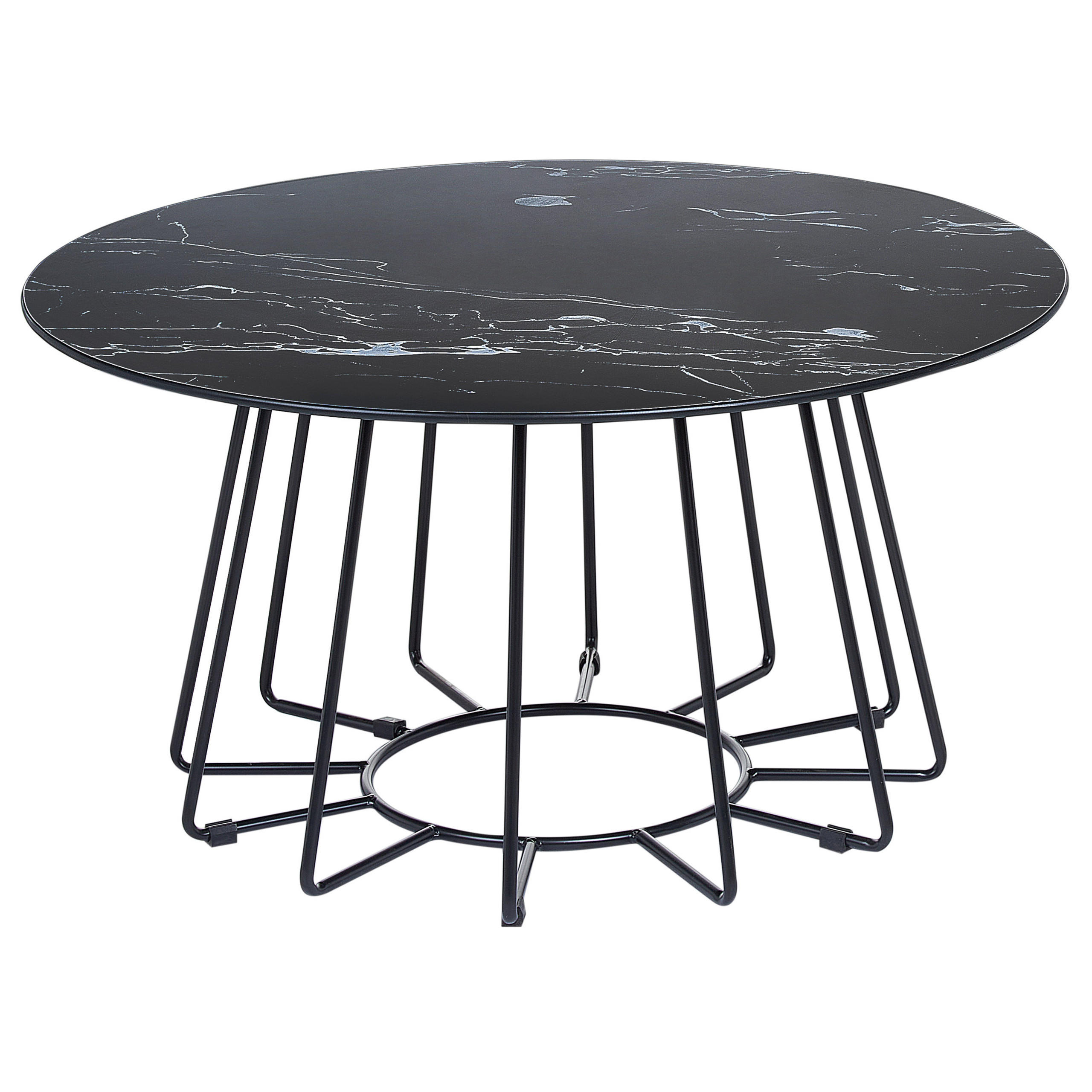 COUCHTISCH Marmor-Effekt schwarz 80cm Bernie - Schwarz/Weiß, Glas (80/16/40cm) - Beliani