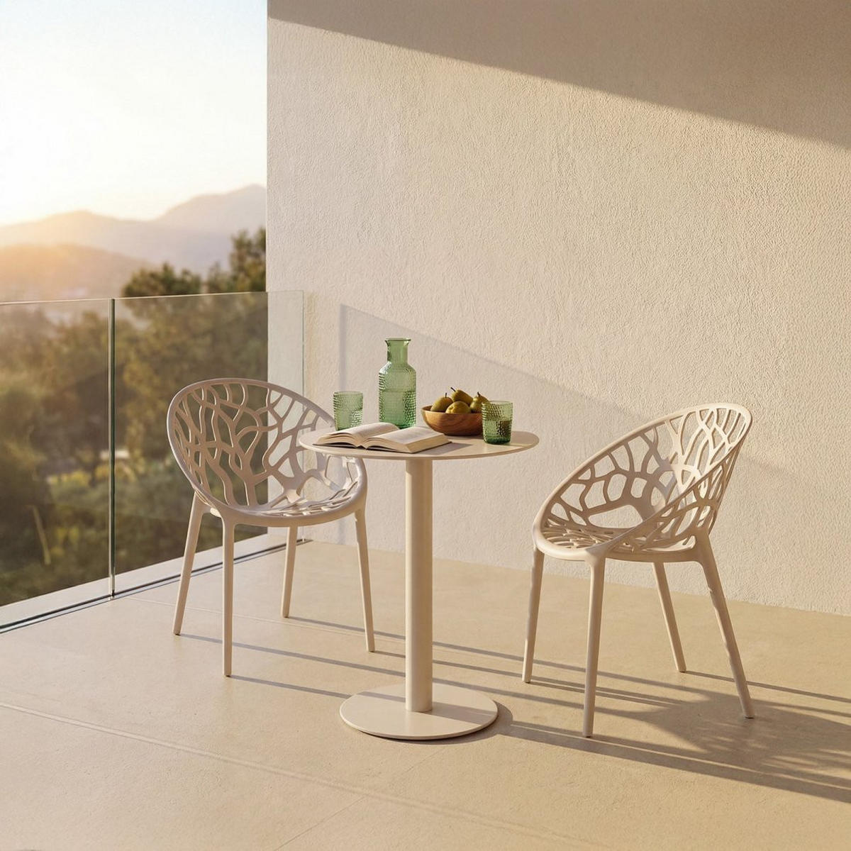 GARTENSTUHL Rhona Beige 52 cm x 79 cm 4er-Set - Beige, Kunststoff (52/79/60cm) - Klast Home