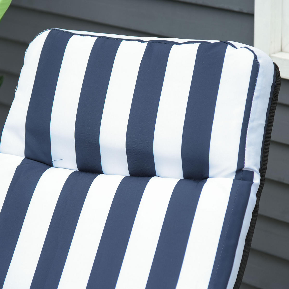 2 x Klappstühle Gartenstuhl Sonnenliege Armlehne klappbar 5 Positionen Auflage Blau 60 x 75 x 102 cm - Blau, Metall (60/102/75cm)