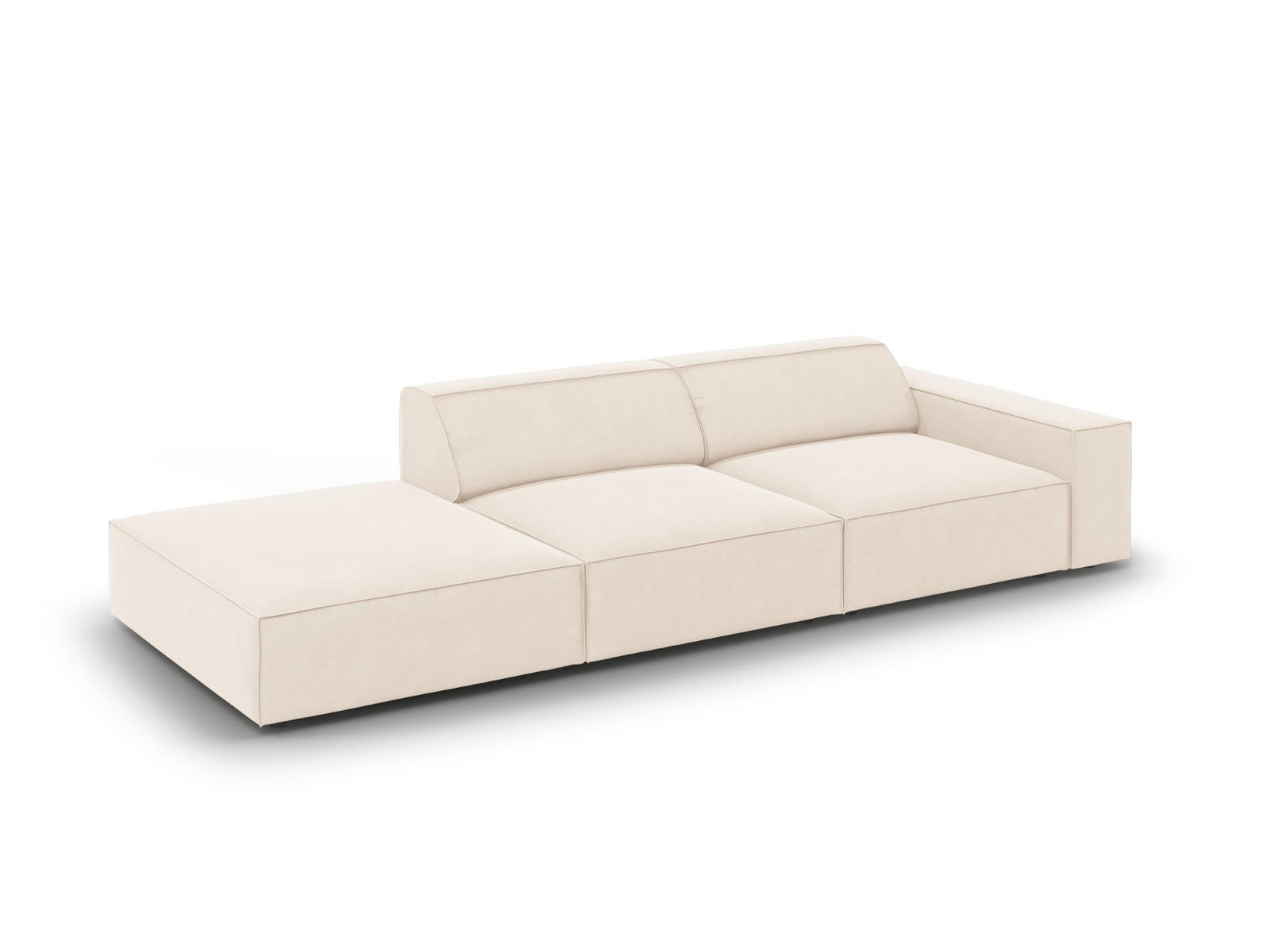 SOFA Jodie aus Samt leichtes beige 3 Sitzplätze - Beige, Textil (262/70/102cm) - Micadoni
