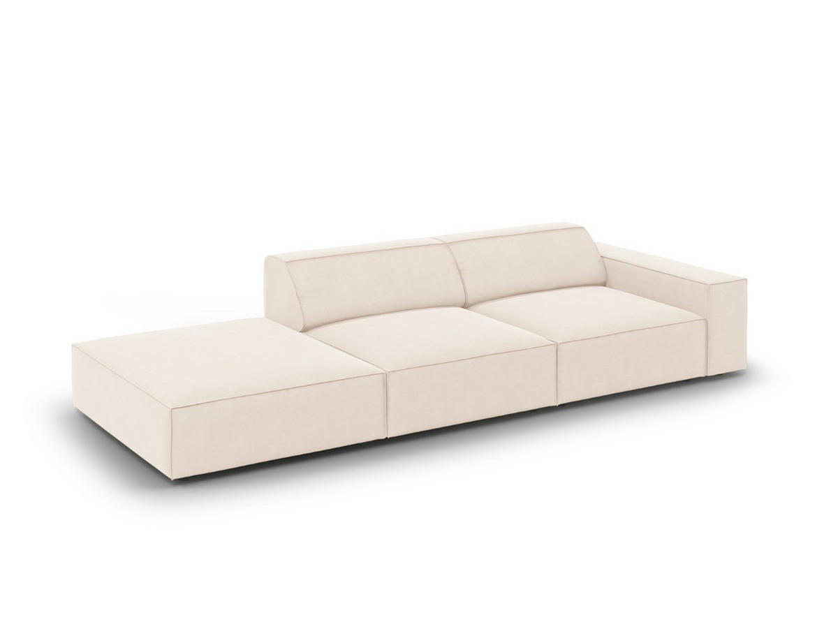 SOFA Jodie aus Samt leichtes beige 3 Sitzplätze - Beige, Textil (262/70/102cm) - Micadoni