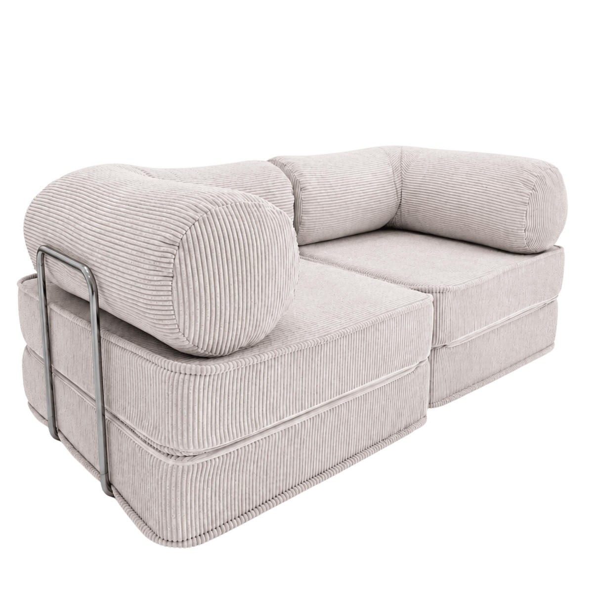 SOFA SURB Duo 100 Schlafsofa 2-Sitzer Beige 200/100 cm - Chromfarben/Beige, Textil/Metall (200/70/100cm) - SURB