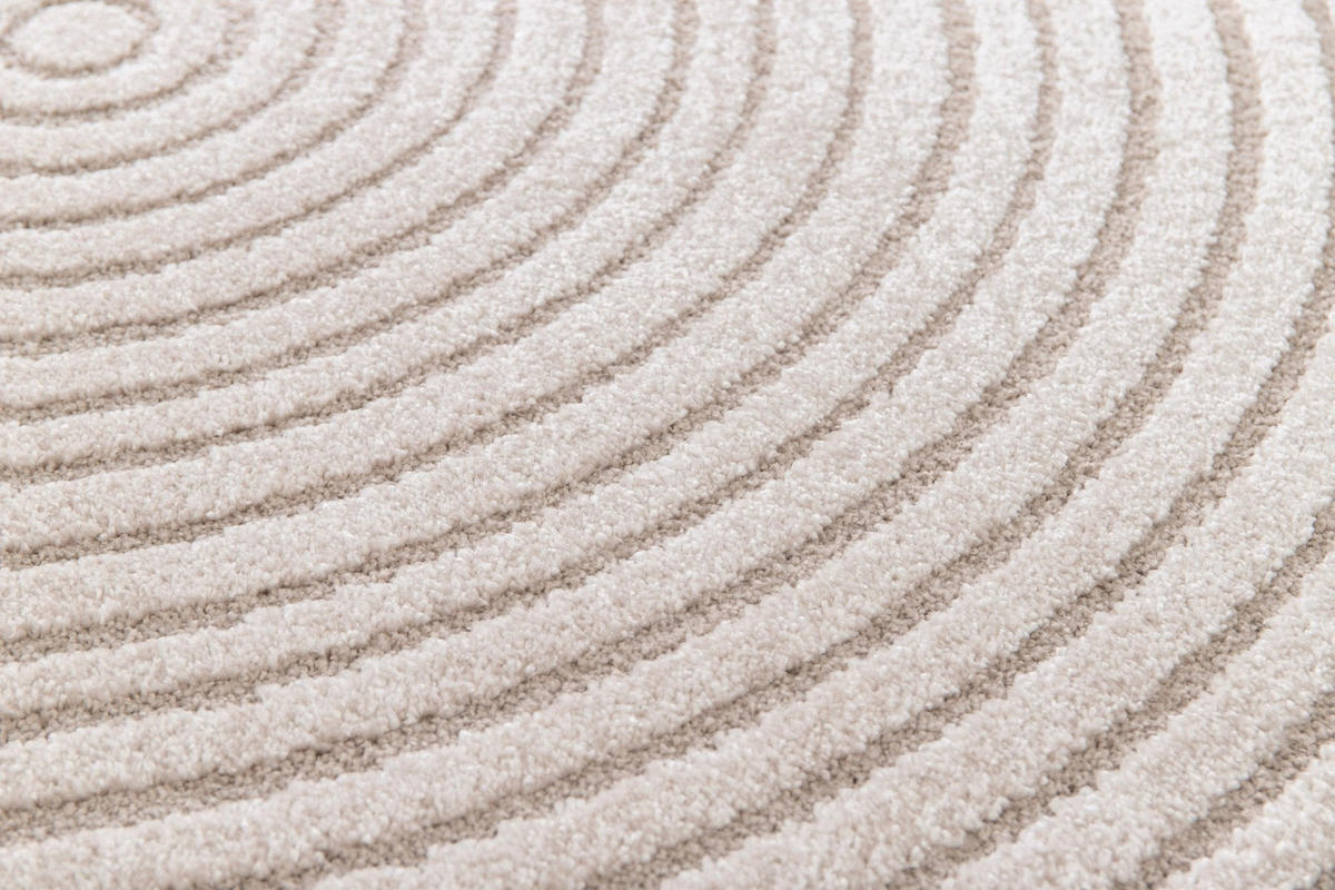 TEPPICH rund Design Relief-Effekt beige - Beige, Textil (160/160cm) - AFK Living