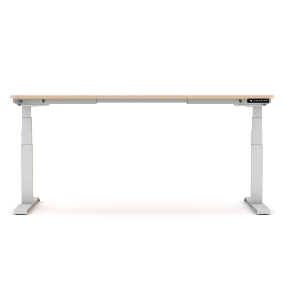 SCHREIBTISCH Elektrisch Höhenverstellbarer Familien Schreibtisch Pitino Curved Sand Signalweiß 140/70/52.5-121cm - Sandfarben/Weiß, Holzwerkstoff/Metall (70/140/121cm) - ASSMANN