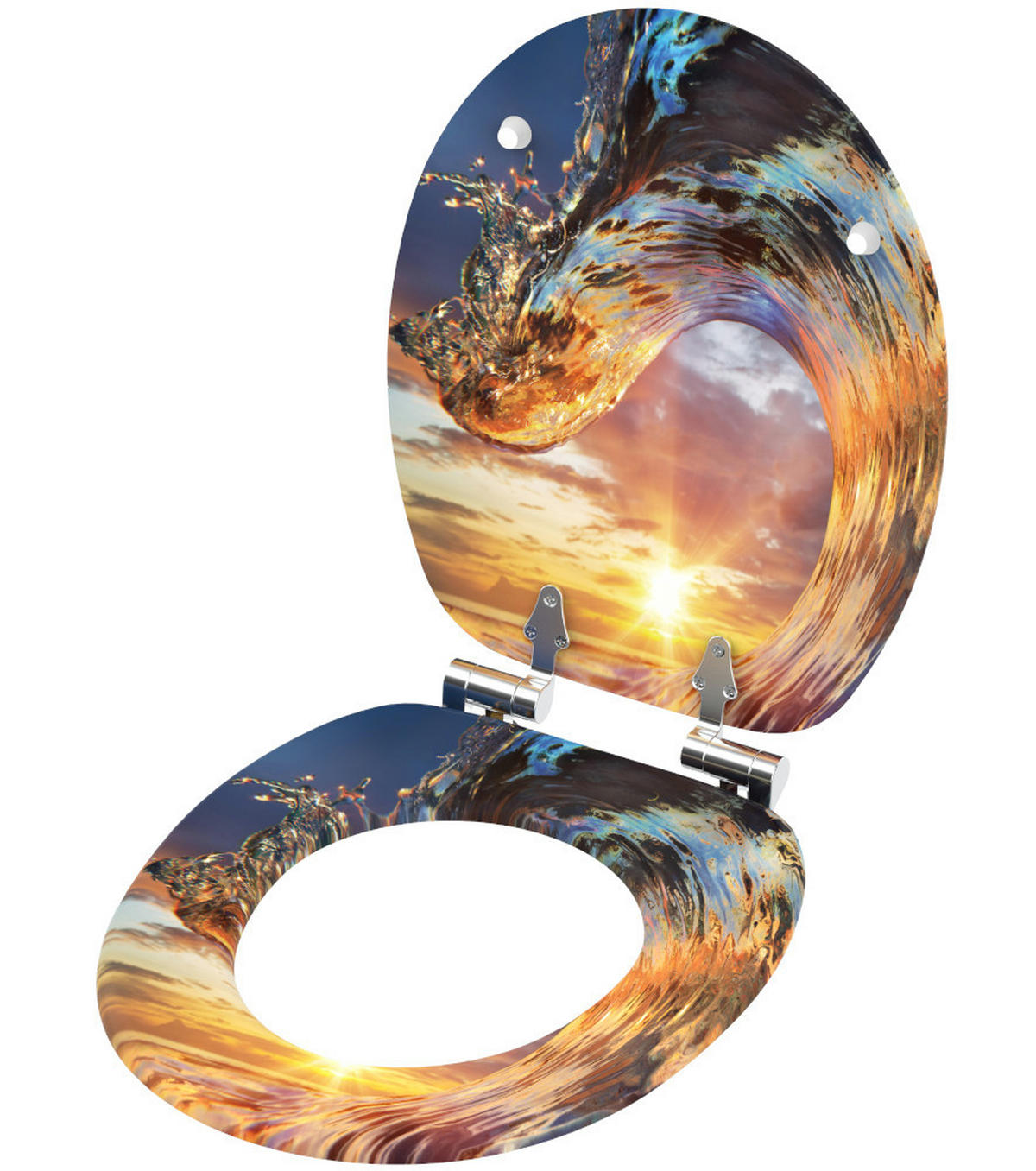 WC-SITZ mit Absenkautomatik Wave - Orange, Holzwerkstoff (38/6/47cm) - Sanilo