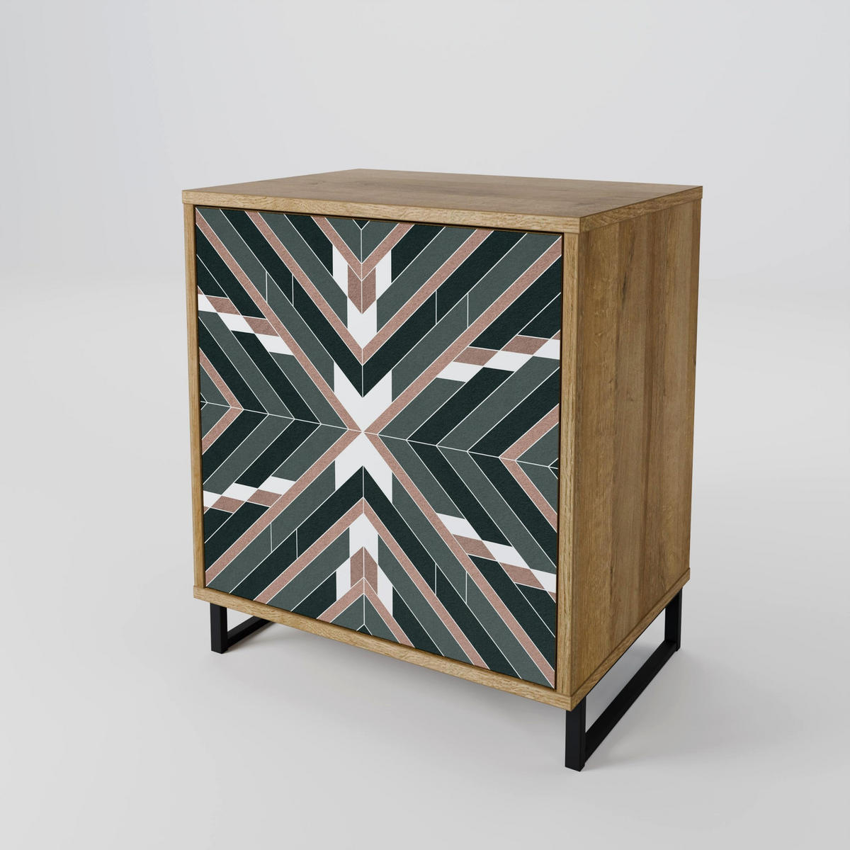SIDEBOARD DIMENSION DELIGHTS, Eichefarben, 57,5x42x75,5 cm, Goldfarbene Metallfüße - Eichefarben/Goldfarben, Holzwerkstoff/Metall (57.5/75.5/42cm) - SpaceRebels