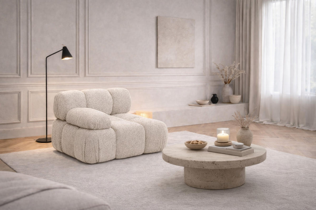 MODUL Seitlich, Für Modulares System, Stoff Abriamo, Beige, Links, Selia - Beige, Holz (95/70/95cm) - Kaiser Möbel