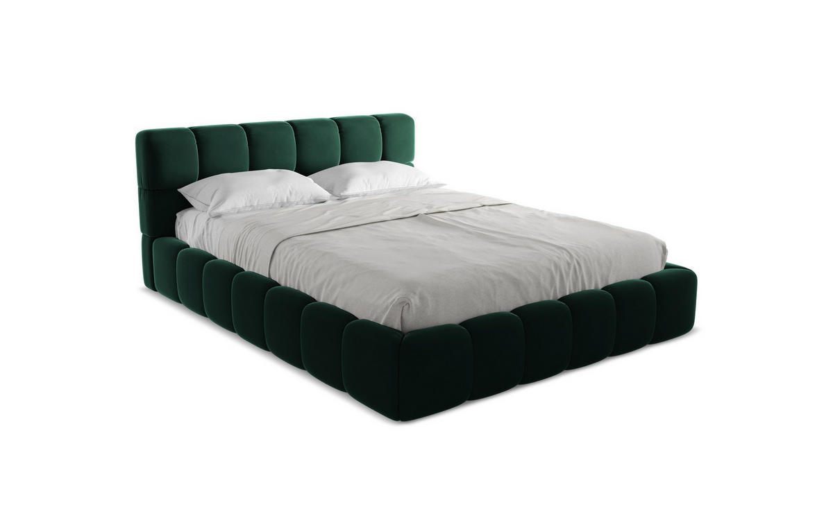 POLSTERBETT mit Bettkasten und Lattenrost 180x228 Grün - Dunkelgrün/Schwarz, Kunststoff/Textil (160/200cm) - Makamii