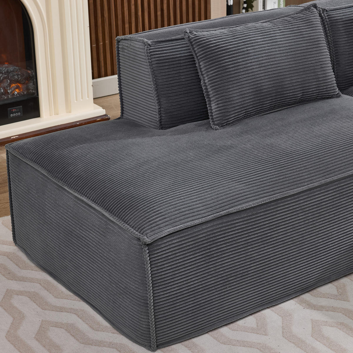 SOFA kompaktes Design 235 cm Polyester Grau - Grau, Textil (129/235cm) - Meubliv