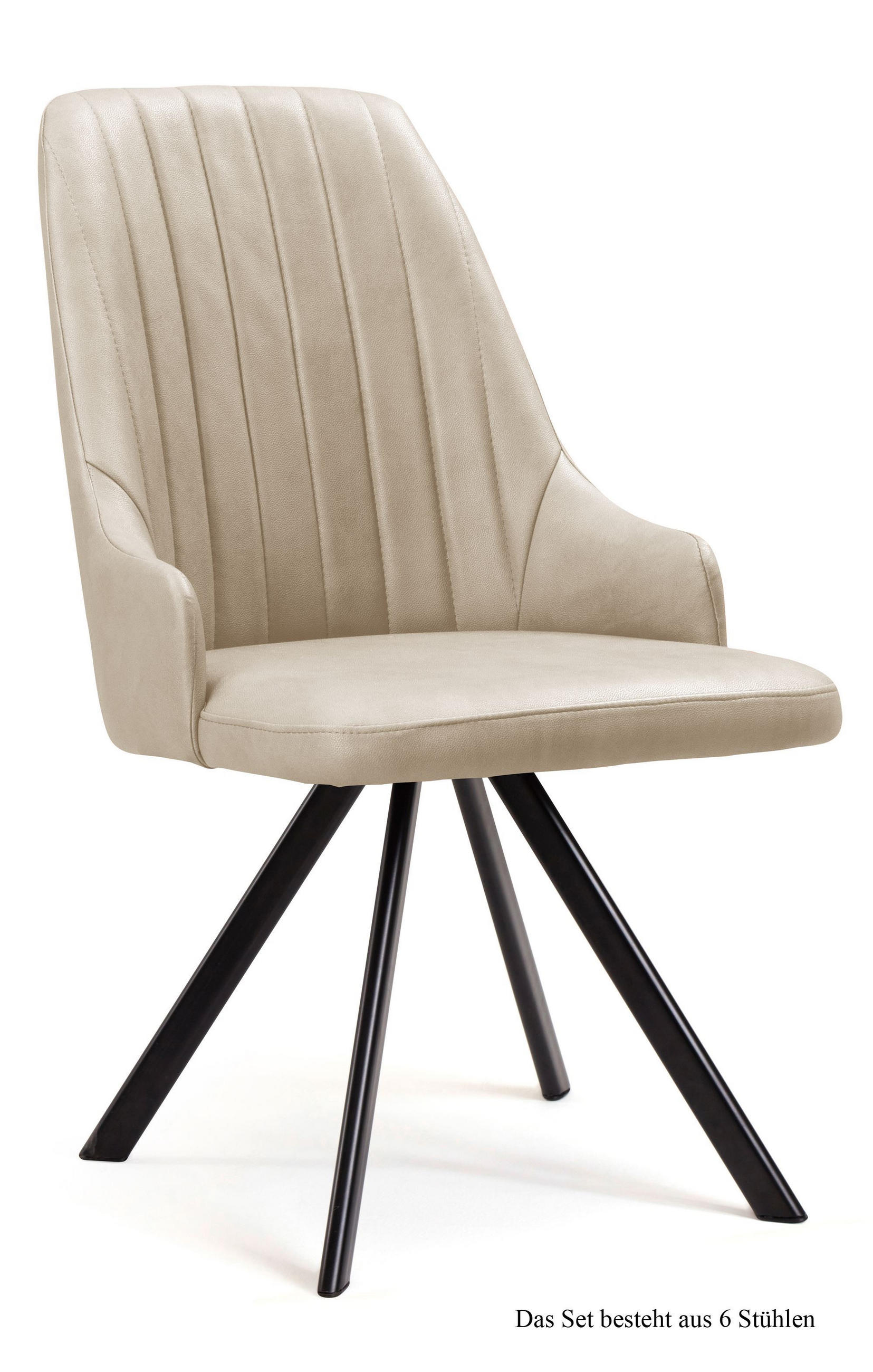 ESSZIMMERSTUHL drehbar (6er-Set) Devyn 52x91x60 Schwarz/Natur - Schwarz/Naturfarben, Kunststoff (60/91/52cm) - 58aufmkessel