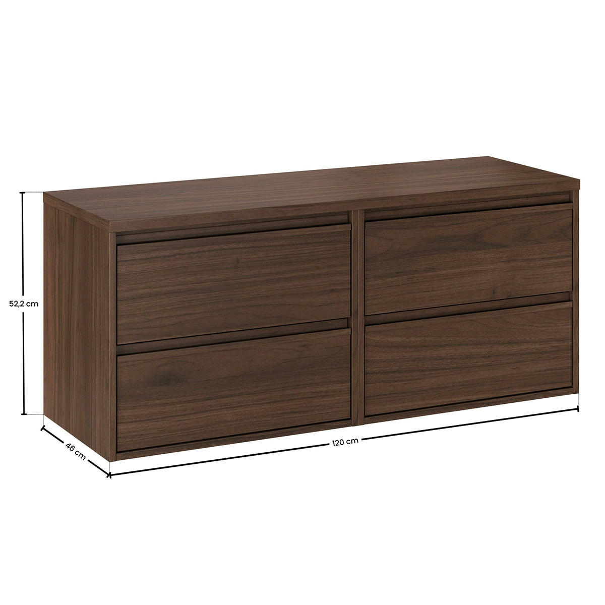 WASCHTISCHUNTERSCHRANK 120cm Edmé Holz - Dunkelbraun, Holzwerkstoff (120/52.2/46cm) - Petits-meubles