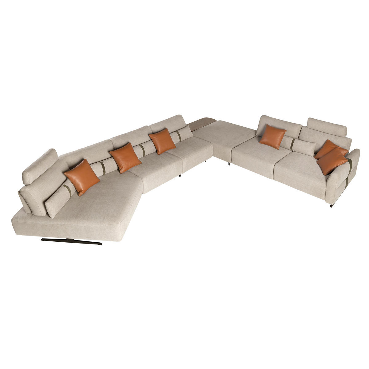 ECKSOFA Modulares Relax-Sofa mit Chaiselongue links, Stoff in Sandfarbe 500/305/87 cm - Sandfarben/Schwarz, Textil (500/305cm) - ANGEL CERDA
