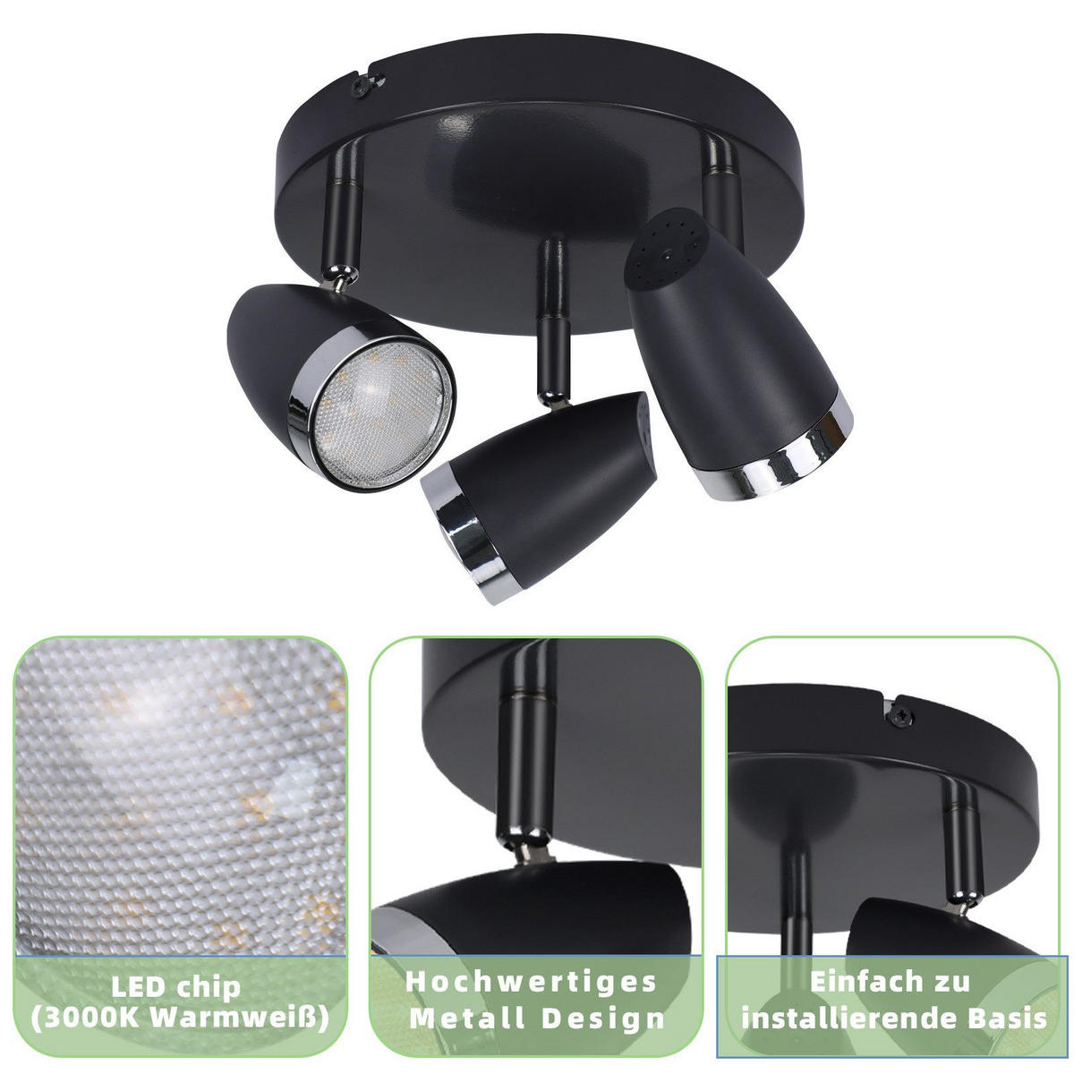 LED-DECKENLEUCHTE Leavens 60/15.5/19cm - Dunkelgrau, Metall (60/15.5/19cm) - Nettlife