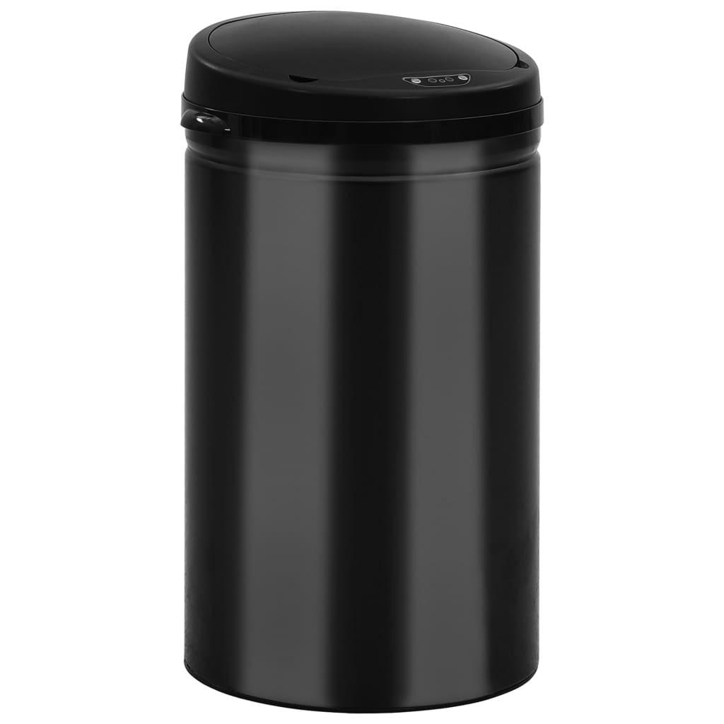 MÜLLEIMER mit Sensor 40L Schwarz Abfalleimer Automatik - Schwarz, Metall (30.5/67.5/30.5cm) - DELUKE