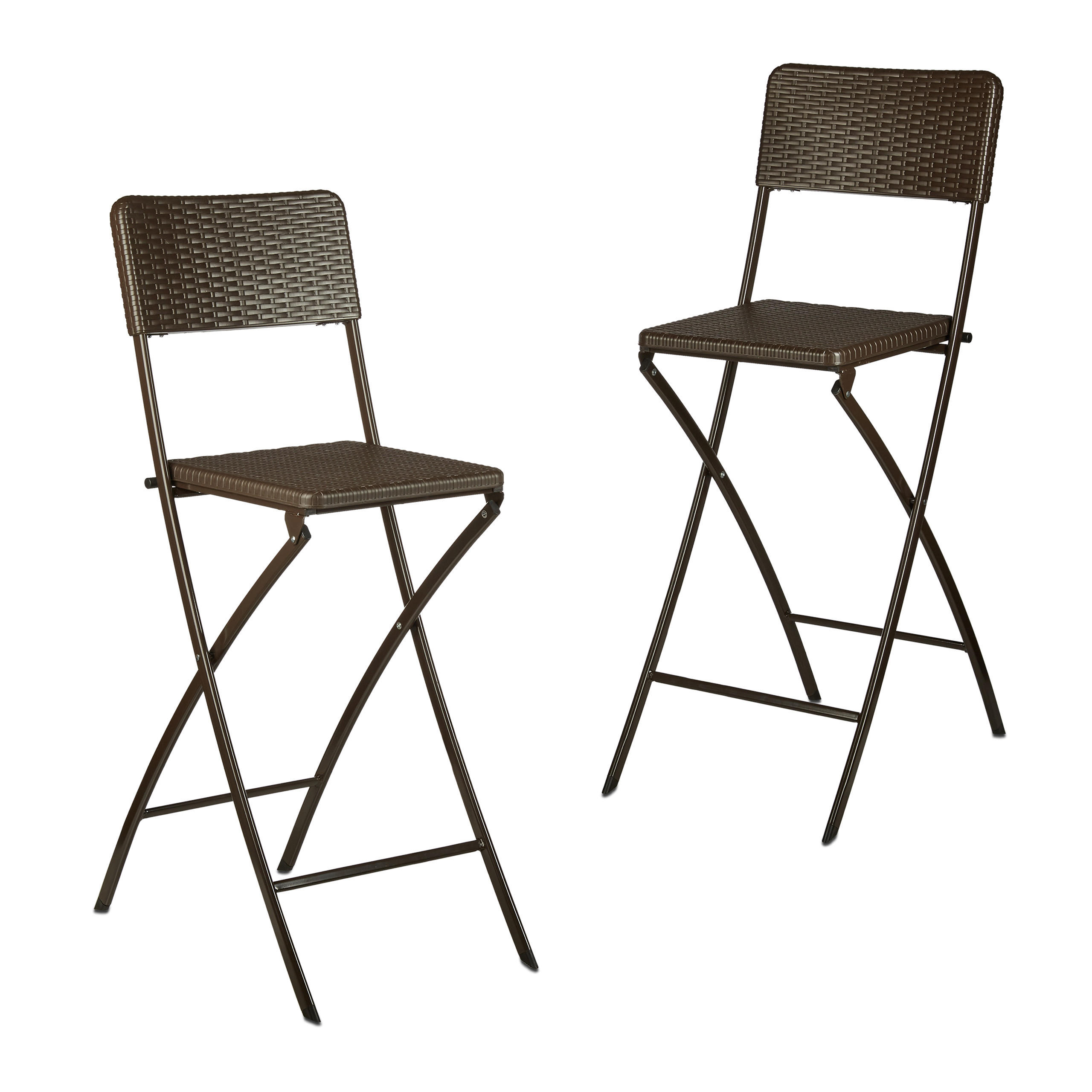 2XBARHOCKER - Dunkelbraun/Braun, Kunststoff/Metall (44/115/63cm) - Relaxdays