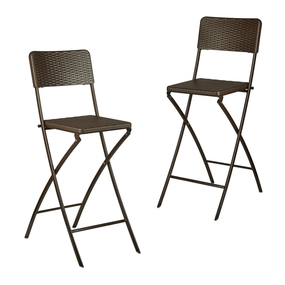 2XBARHOCKER - Dunkelbraun/Braun, Kunststoff/Metall (44/115/63cm) - Relaxdays