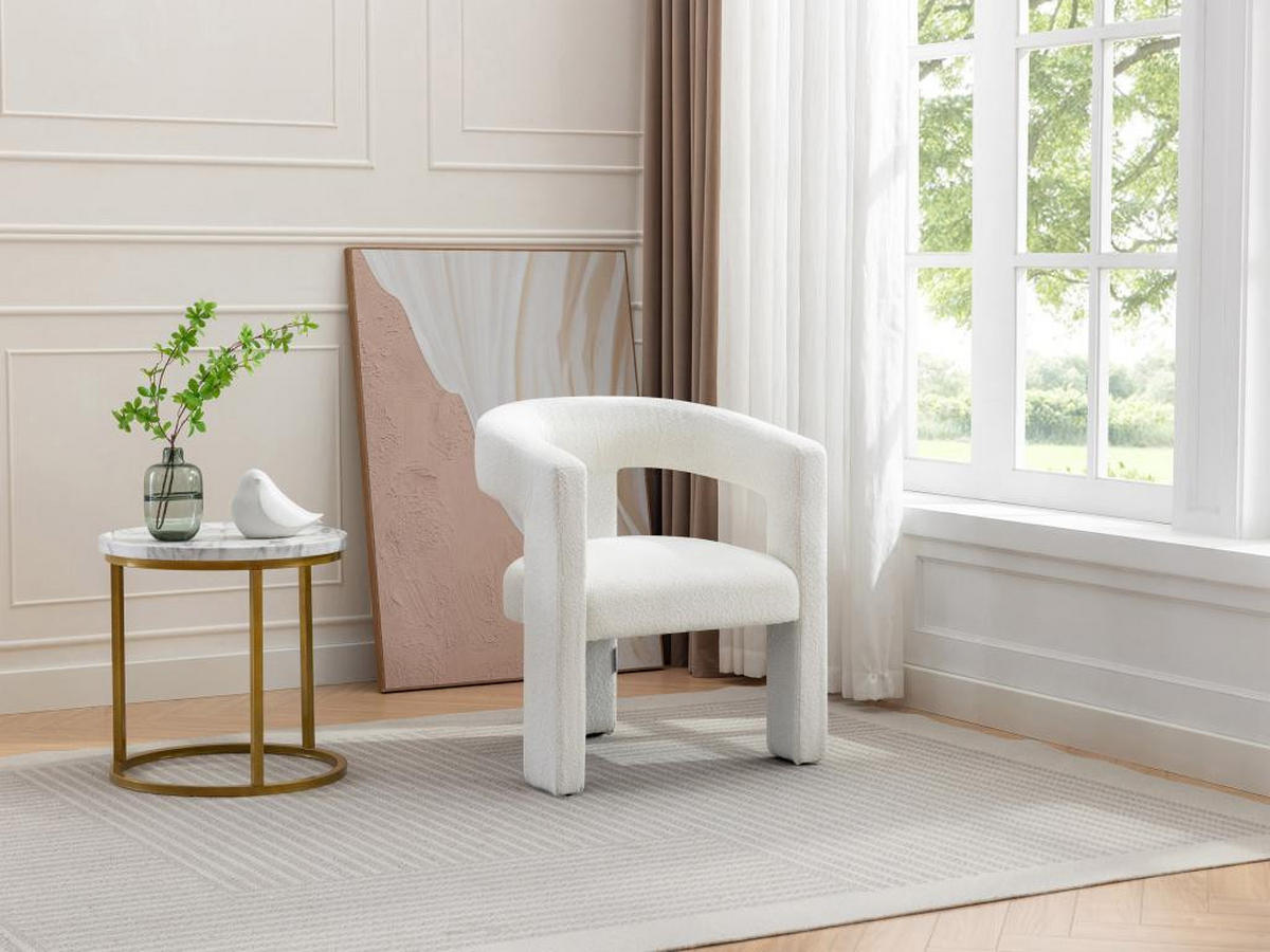 SESSEL - Bouclé-Stoff - Weiß - FAVINA - Weiß, Textil (59/75/64cm) - Vente-Unique
