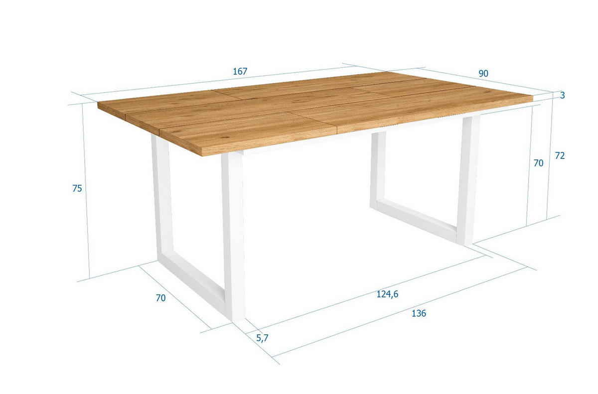 ESSZIMMERTISCH für 8 Gäste, eiche, 167/90/75cm - Eichefarben, Holzwerkstoff (90/167/75cm) - Skraut Home