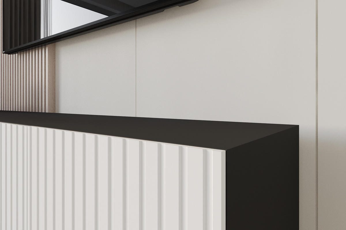 LOWBOARD KITO-W 3x100x40x41 cm - Schwarz / Weiß - Weiß, Holzwerkstoff (300/40/41cm) - ALTDECOR