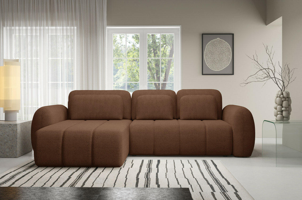 ECKSOFA mit Schlaffunktion Premium Braun - Schwarz/Braun, Holz/Holzwerkstoff (304/190cm) - Furnisell
