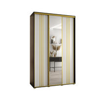SCHWEBETÜRENSCHRANK 235,2/160/60 3-türig - Goldfarben/Schwarz, Holz/Metall (160/235/60cm) - Abiks Möbel