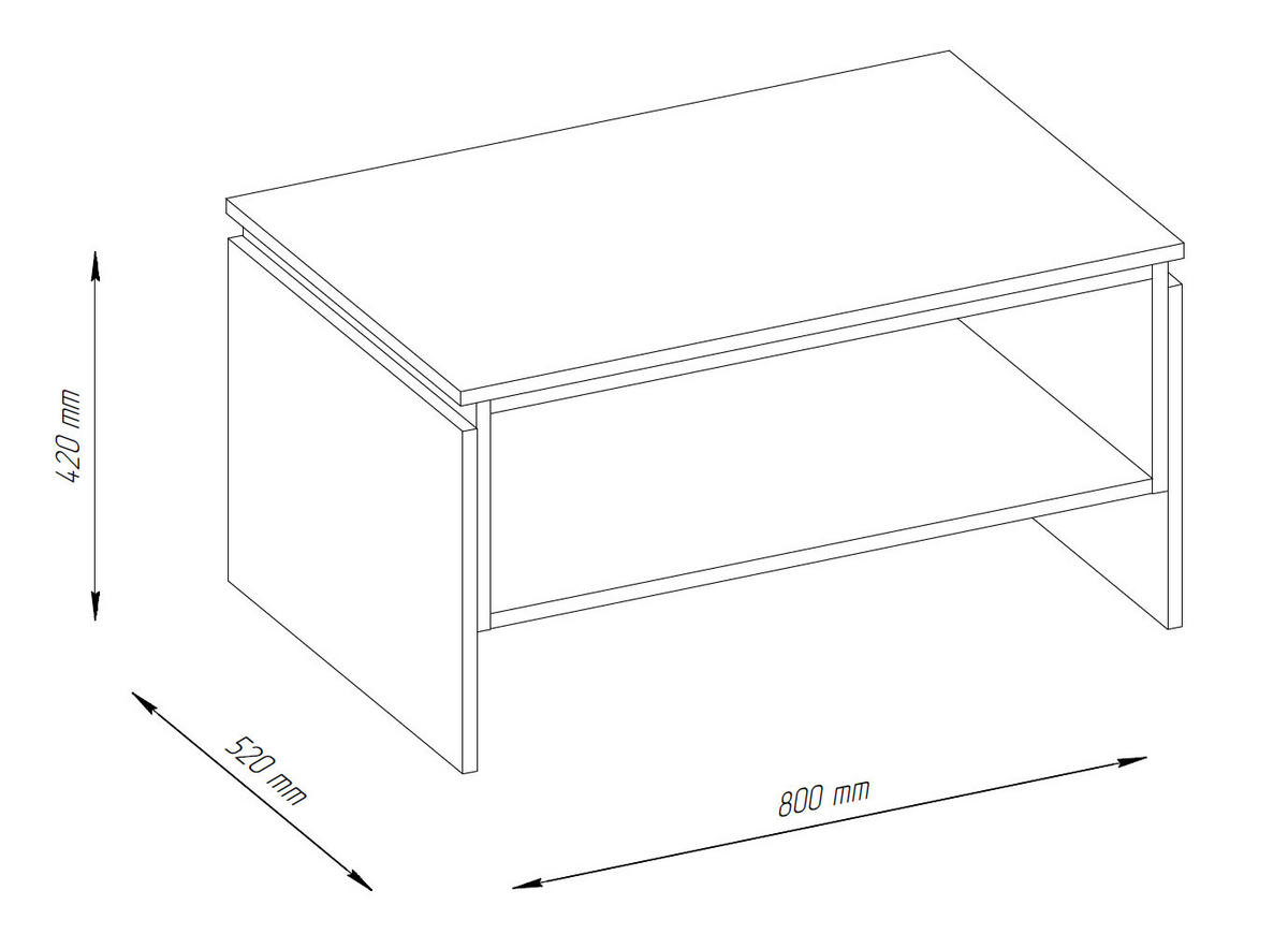 COUCHTISCH Tirion kaschmir / Eiche Delano 52 / 80 / 42cm - Weiß/Braun, Holz/Holzwerkstoff (80/52/42cm) - Feldmann-Wohnen